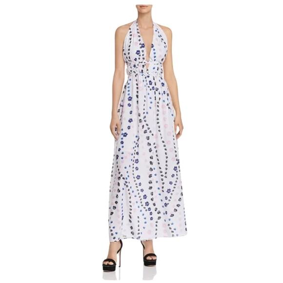 Aqua Halter Neck Maxi Dress Women's Size Medium A Line Bohemian Summer‎ - Picture 1 of 11